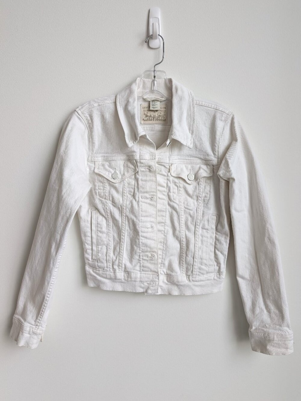 Levi's White Stretch Denim Jean Jacket | Small